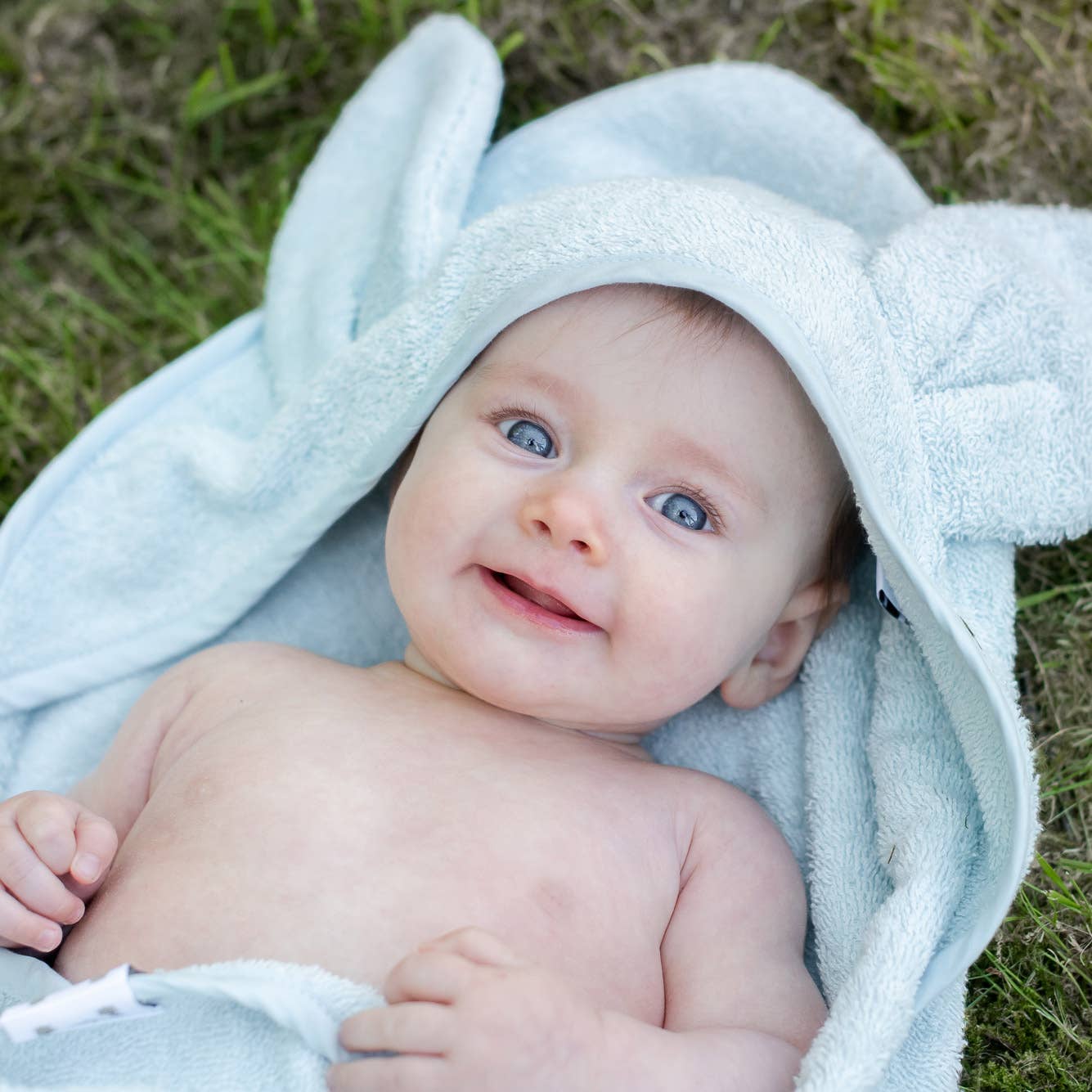 Økologisk babyhåndklæde med hætte Rabbit Safir