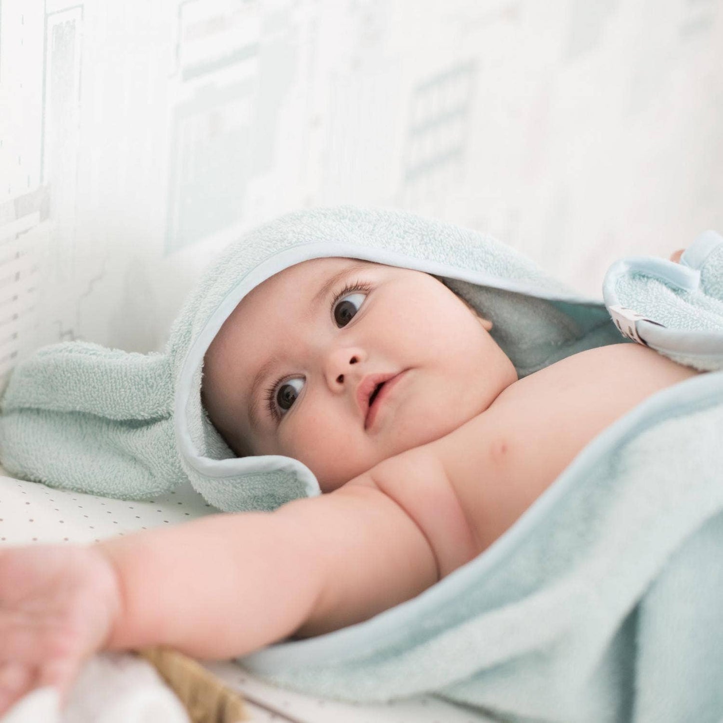 Økologisk babyhåndklæde med hætte Rabbit Safir