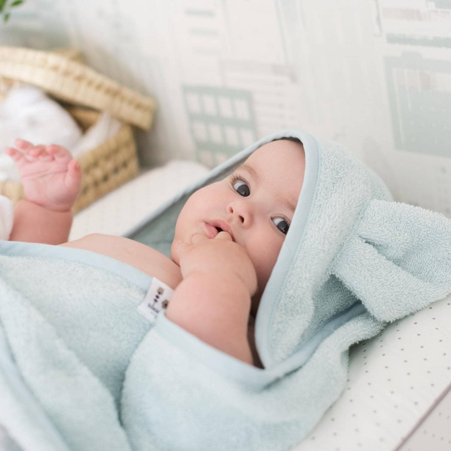 Økologisk babyhåndklæde med hætte Rabbit Safir