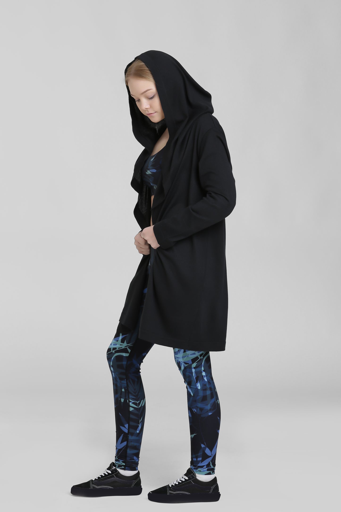 Athleisure cardigan with hoodie