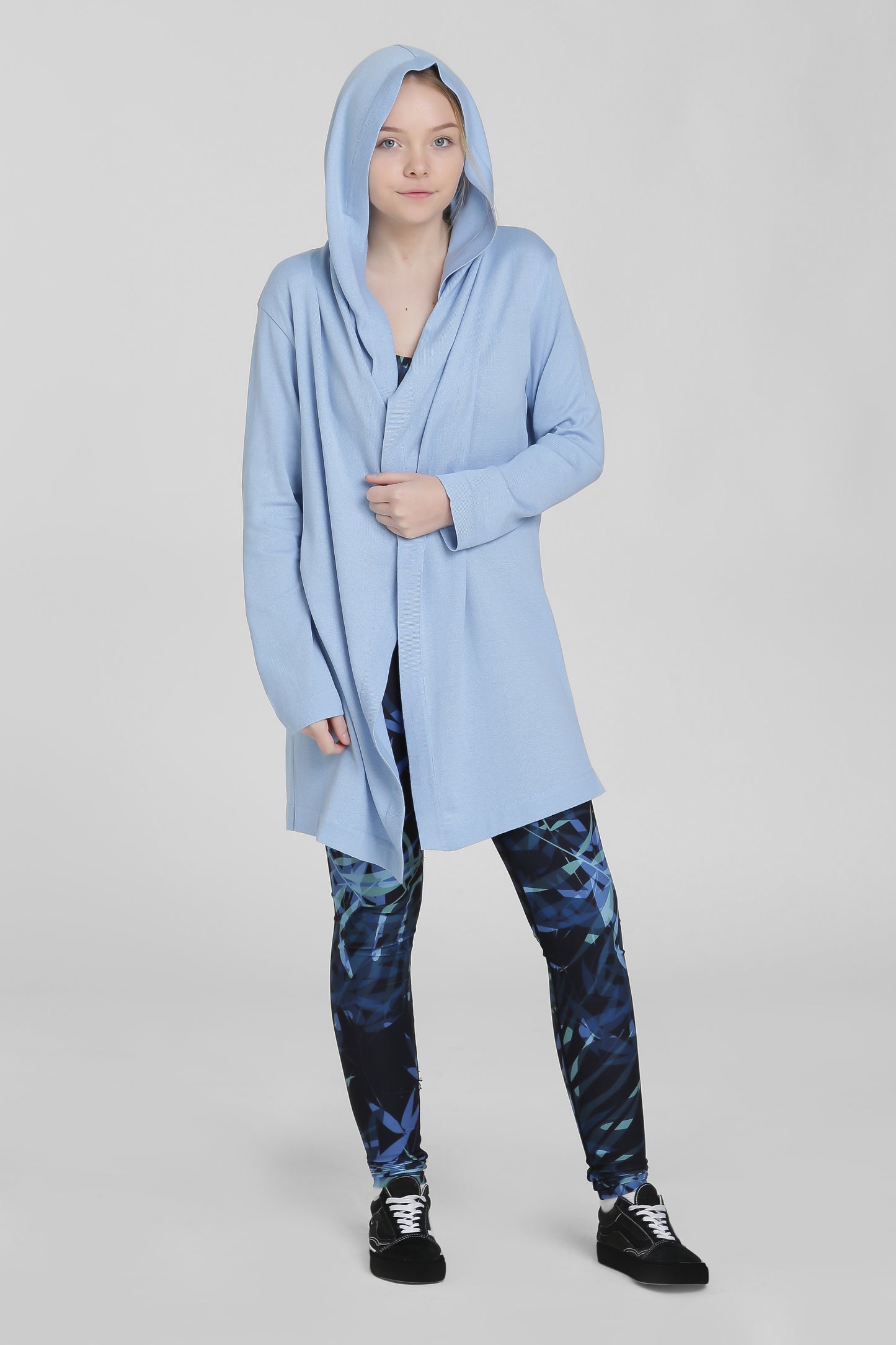 Athleisure cardigan with hoodie