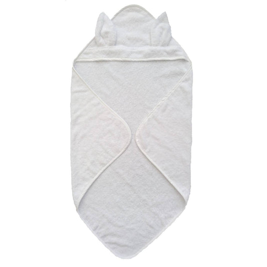 Økologisk babyhåndklæde med hætte Kanin Hvid