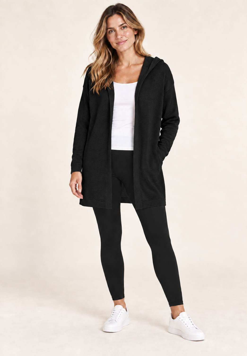 Hoodie cardigan - sort
